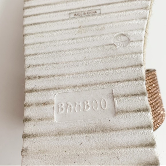 Bamboo Rose Gold Rhinestone Espadrille Slide, Double Strap, Size 8 1/2 - Picture 6 of 6